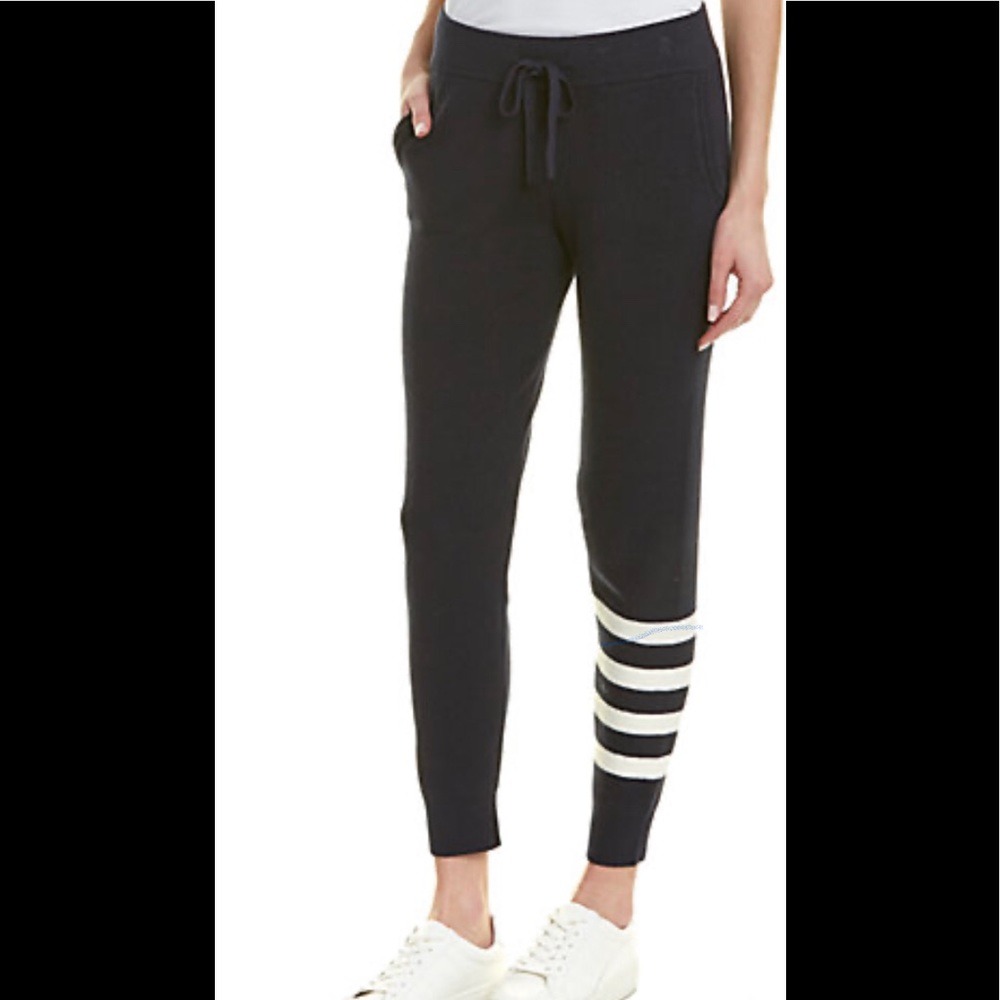 Monrow Sporty Luxury Sweat Pants Blue & White SZ L